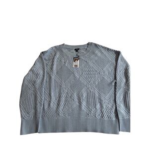 Express Women ‎ Crew Reck Sweater Top Size L Blue